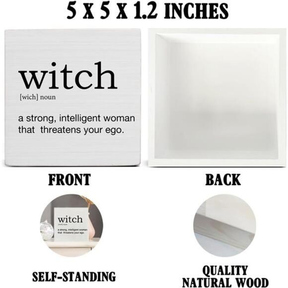 Halloween Decorations, Witch Definition Wooden Sign Decor Desk Sign Funny Witch - Picture 2 of 8